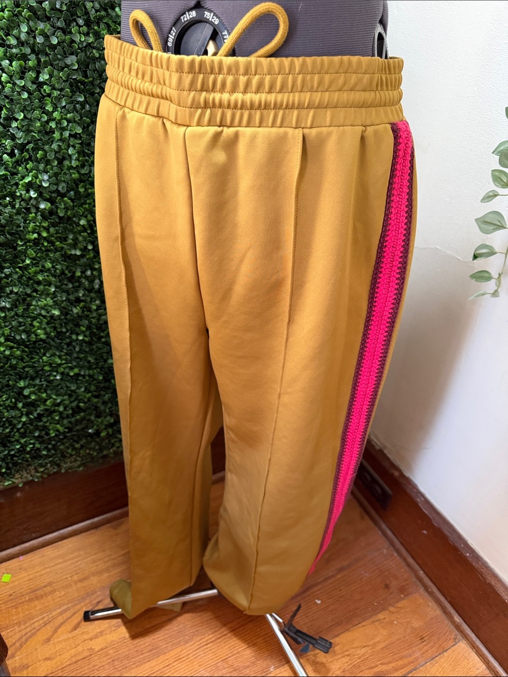 Mauve Mustard Track Pants with Pink Side Stripe